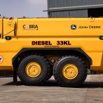 Mobile diesel bowser built on a 410P John Deere ADT platform.