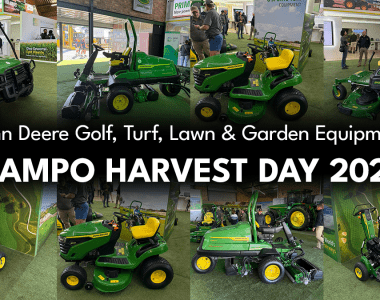 John Deere golf, turf, lawn and garden equipment displayed at NAMPO 2026 stand.