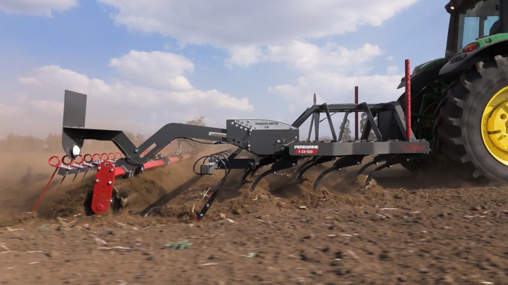 Rovic Peregrine 5.2m cultivation implement preparing a seedbed on a South African farm.